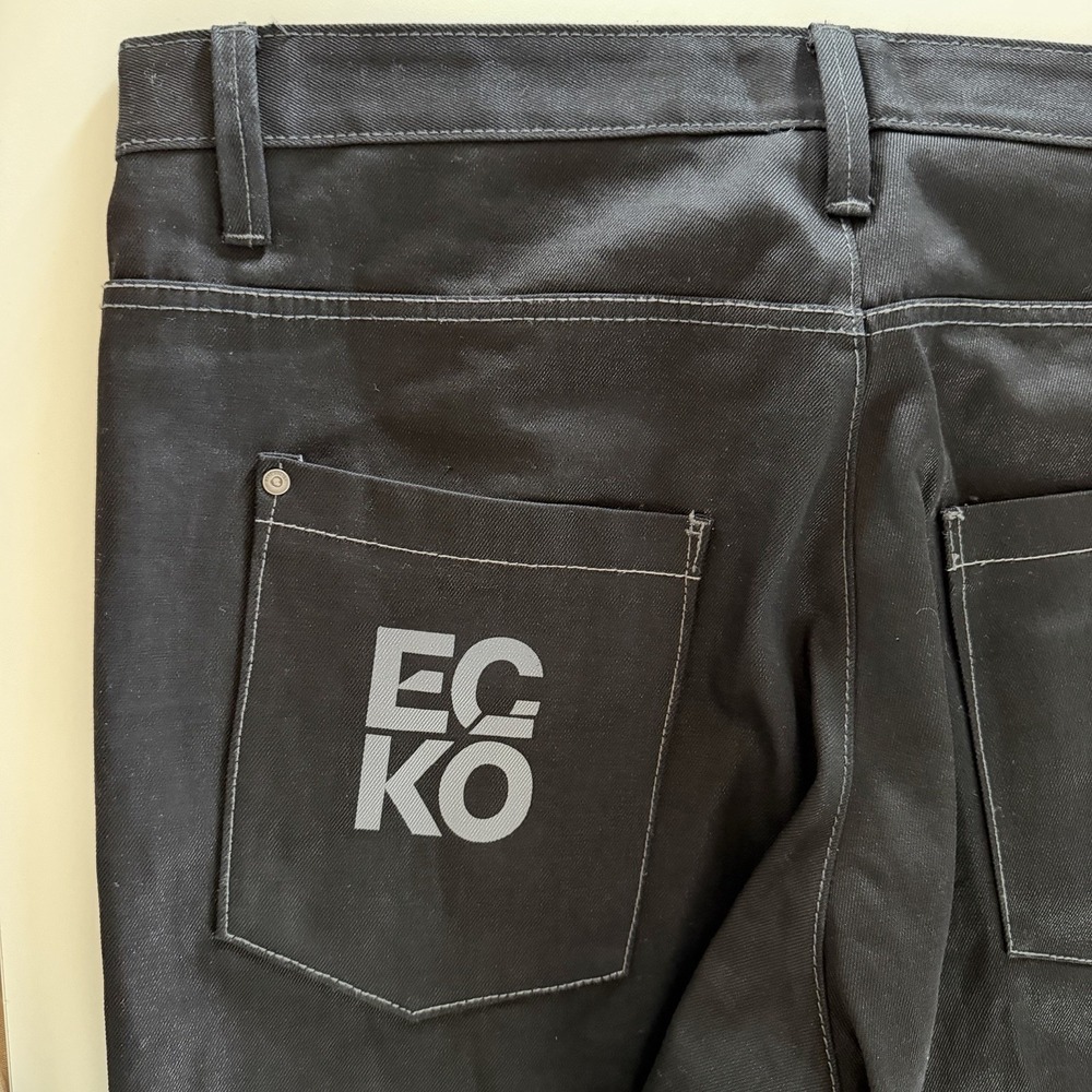 Ecko Unltd Jeans 44x35 Black Relaxed Y2K Hip Hop Baggy Logo Denim - Picture 4 of 12